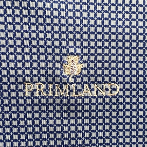 Peter Millar Summer Comfort Primland Blue Checkered Golf Polo Size Large - Picture 3 of 9